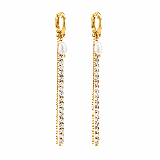 Pearl Sparkle Drop Ohrringe – Gold