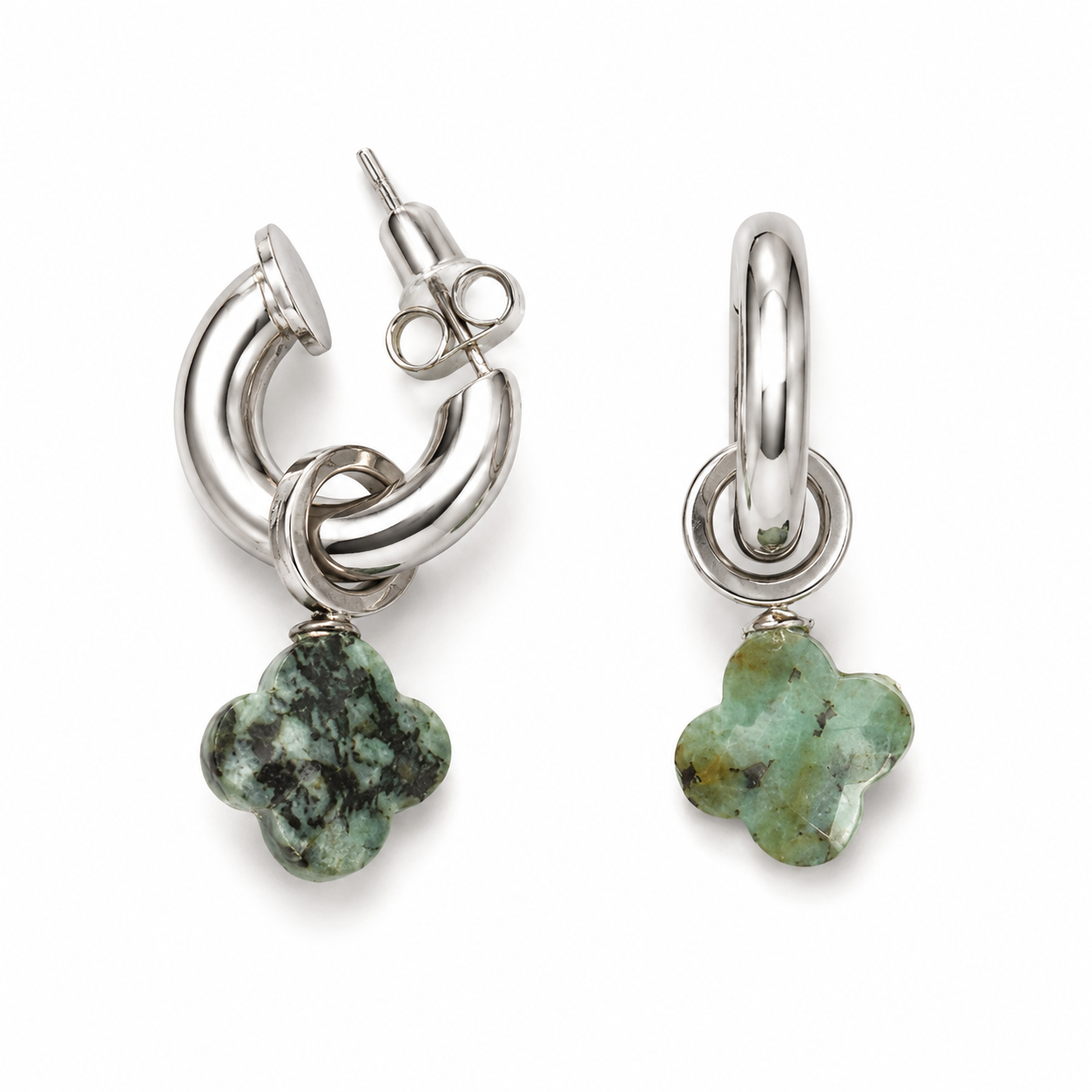 Clover Stone Creolen – Silberfarben