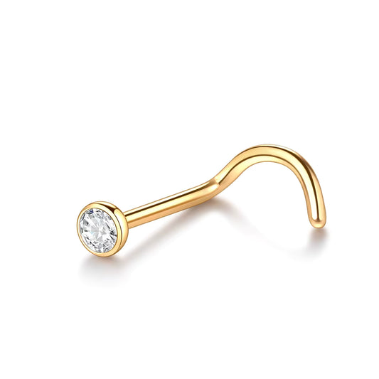 Crystal L-Bend Nasenpiercing – Gold 1,0 × 7 × 2 mm