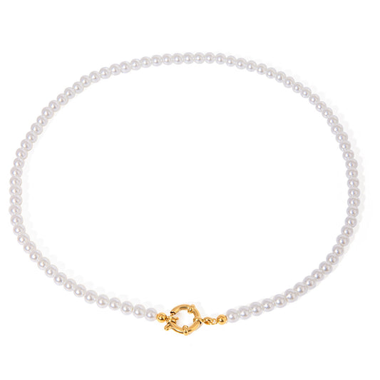 Classic Pearl Choker – Weiß & Gold