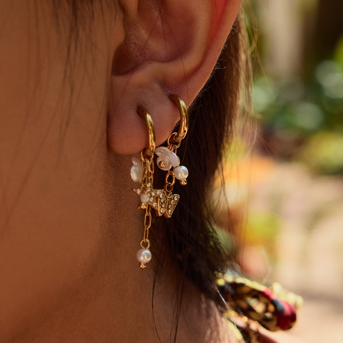Flora Star Pearl Ohrringe – Gold