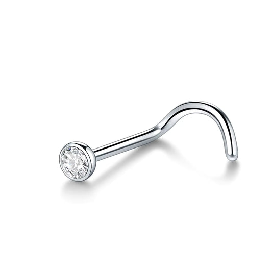 Crystal L-Bend Nasenpiercing – Silber 1,0 × 7 × 2 mm