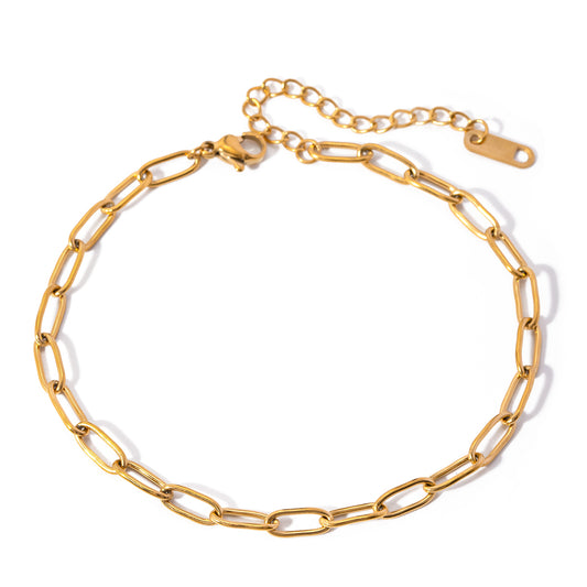 Paperclip Fußkettchen & Armband – Gold 19 cm