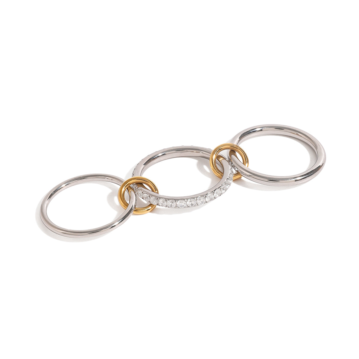 Trinity Crystal Link Ring – Silber/Gold