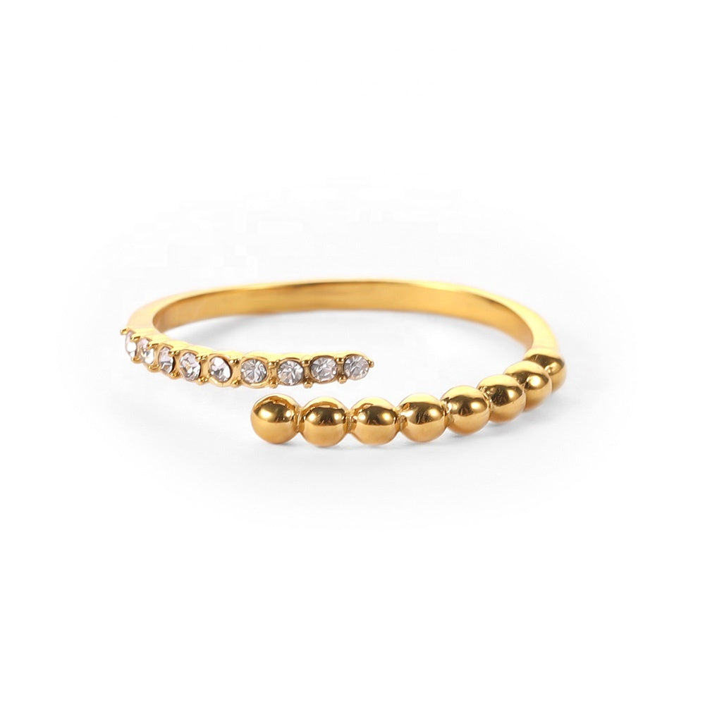 Crystal Bead Ring – Gold