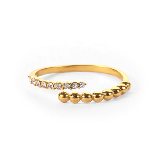 Crystal Bead Ring – Gold