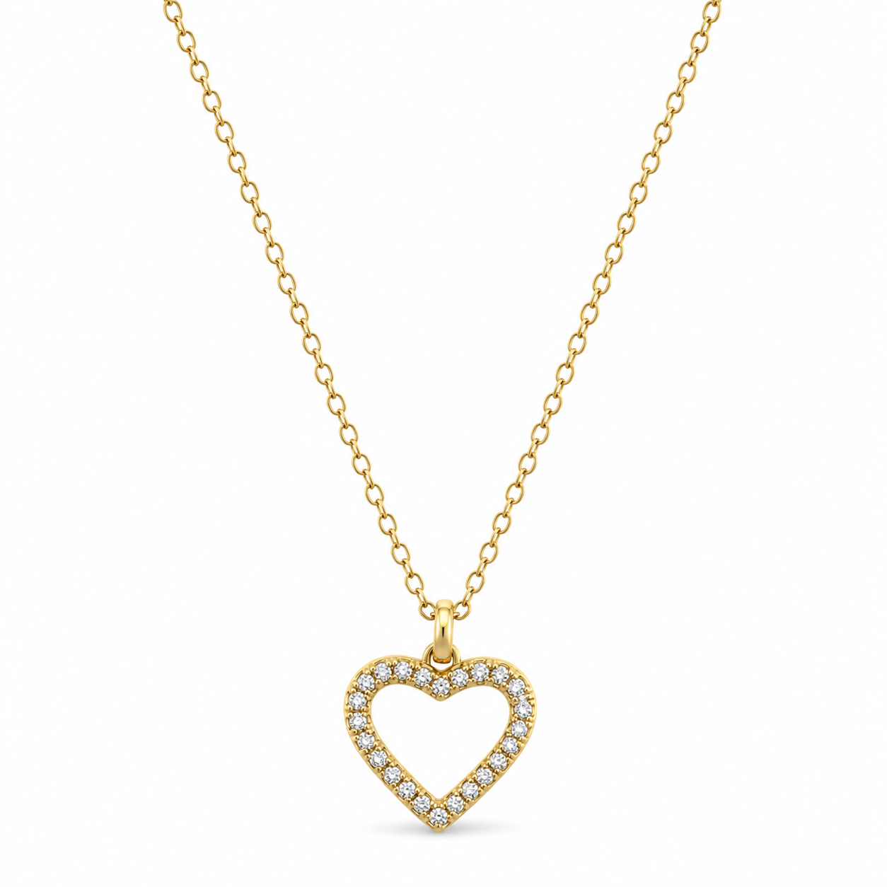 Goldene Herz Halskette mit Zirkonia – 18K Vergoldung