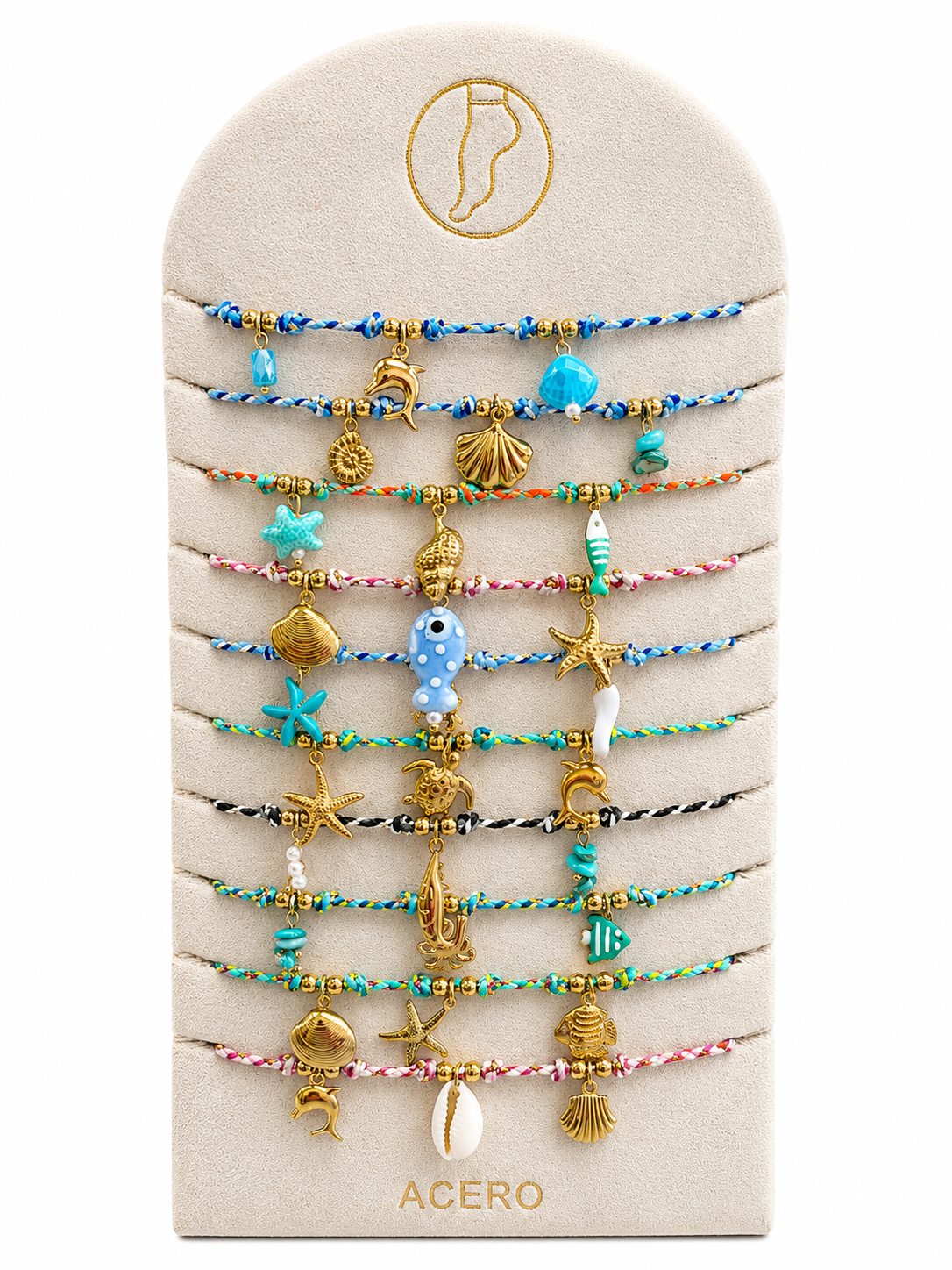 Ocean Charm Fußkette Gold Blau
