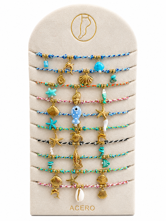 Ocean Charm Fußkette Gold Blau