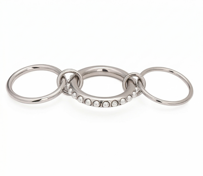3er Perlen Stapelring Silberlook Edelstahl 3-fach Ring Set mit Perlenband wasserfest – PULXERA