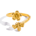 Bee & Blossom Ring im 18 K Gold look - PULXERA