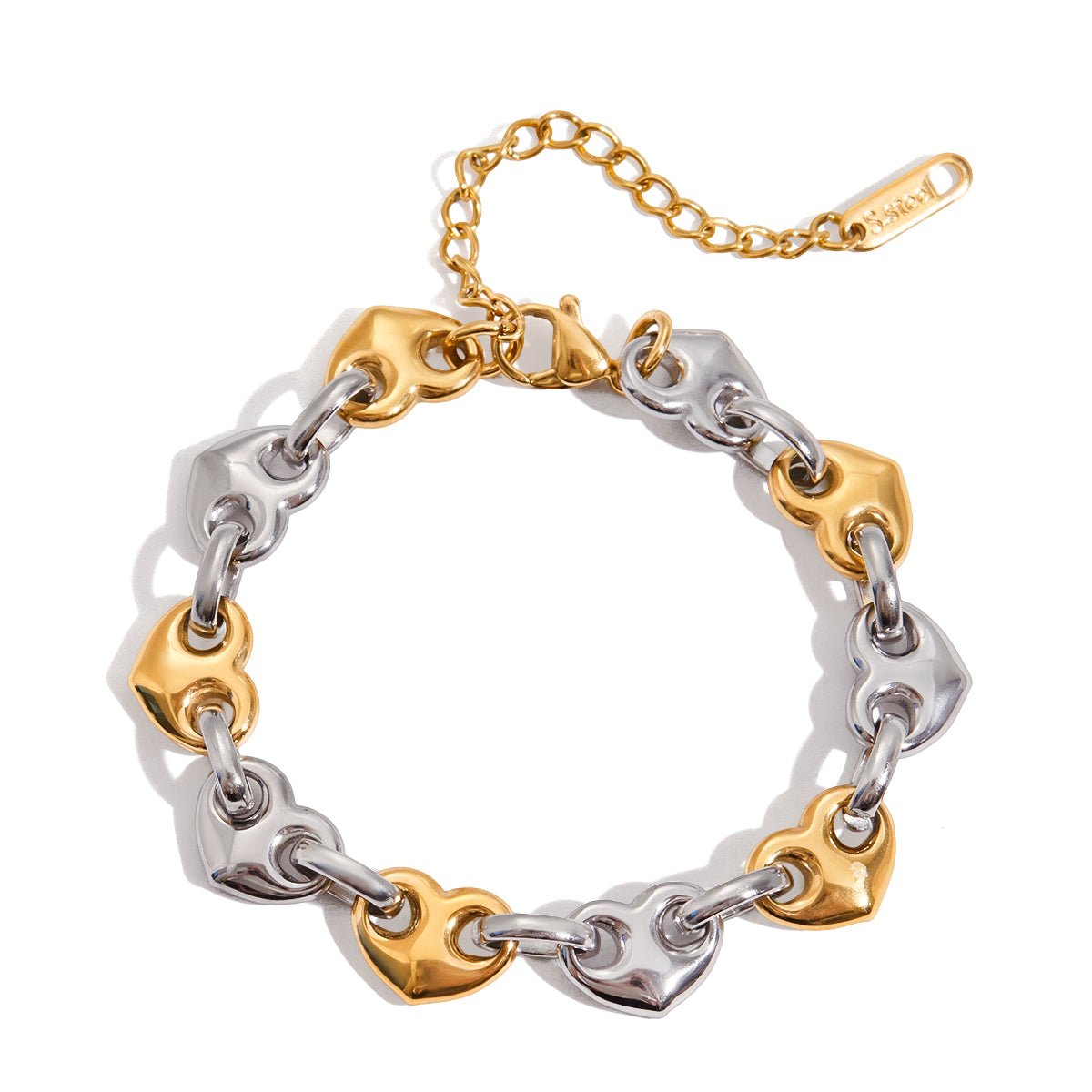 Bicolor Herz - Armband – Edelstahl Gold & Silber – Hochwertiges Statement - Armband - PULXERA