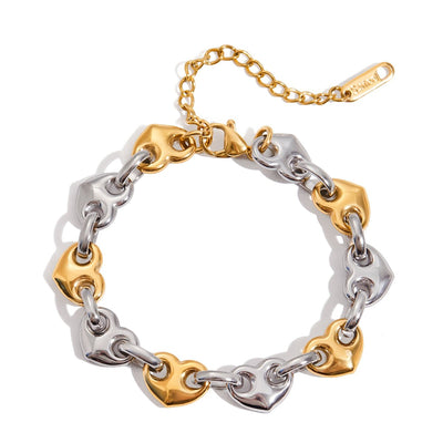Bicolor Herz - Armband – Edelstahl Gold & Silber – Hochwertiges Statement - Armband - PULXERA
