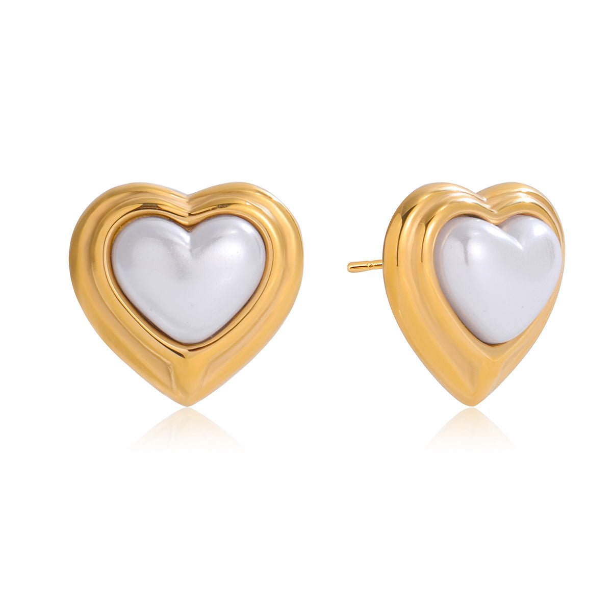 Bicolor Herz Ohrstecker – Gold & Silber – Elegant & Zeitlos - PULXERA