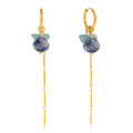 Blue Stone Drops – Goldene Hängeohrringe mit Naturstein & Filigraner Kette - PULXERA