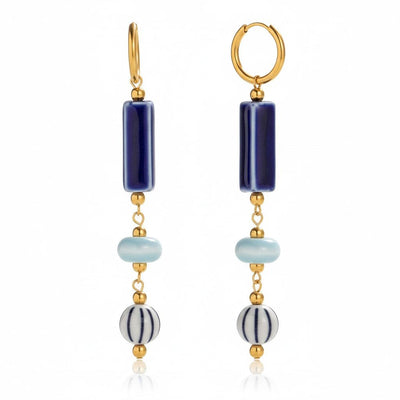 Boho Beads Ohrringe – Blau Mix – Elegante Statement - Ohrringe - PULXERA