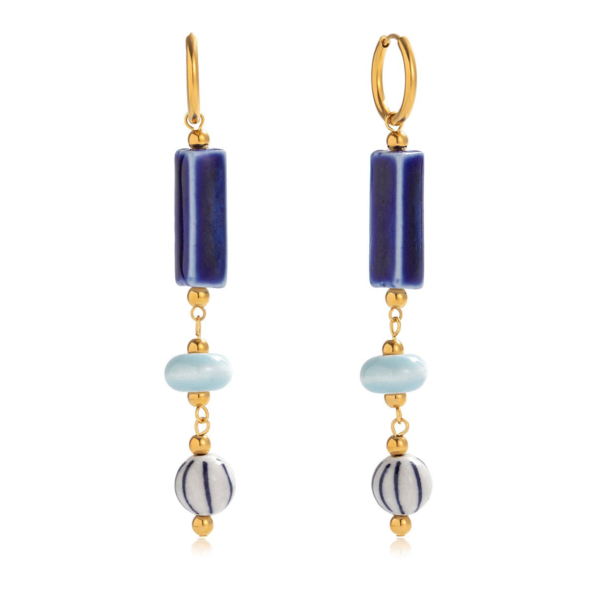 Boho Beads Ohrringe – Blau Mix – Elegante Statement - Ohrringe - PULXERA