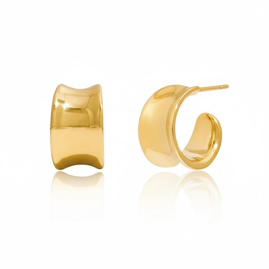 Bold Curve Hoops – Breite Gold - Creolen im modernen Wellen - Design - PULXERA