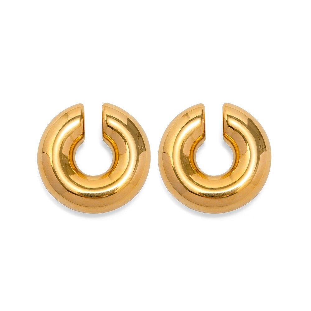 Bold Curve Hoops – Goldene Chunky Creolen - PULXERA