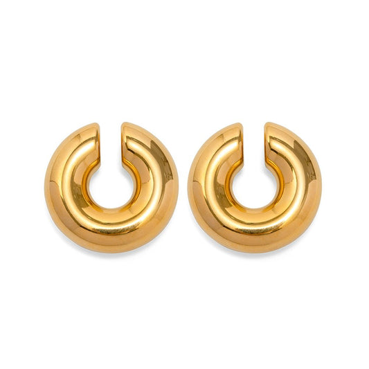 Bold Curve Hoops – Goldene Chunky Creolen - PULXERA