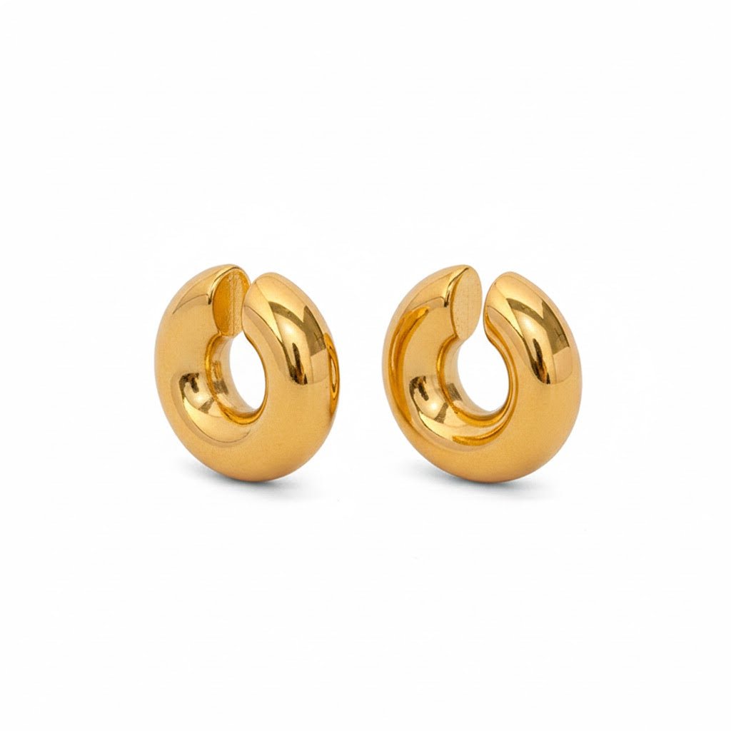 Bold Curve Hoops – Goldene Chunky Creolen - PULXERA