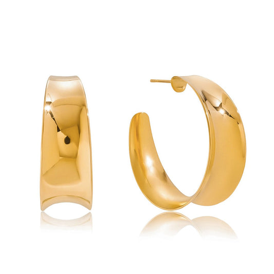 Bold Gold Hoop Earrings – Vergoldete Breite Creolen im modernen Minimal - Design - PULXERA