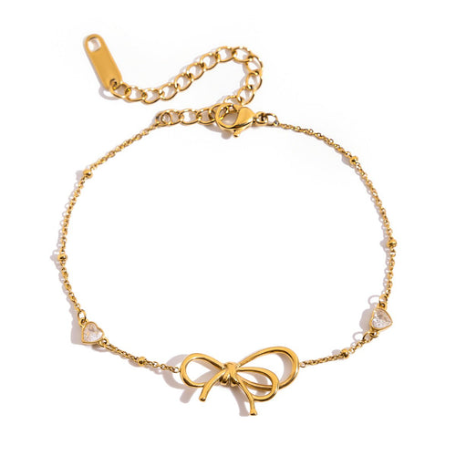 Bow Charm Armband – Gold Look mit Herz - Details - PULXERA