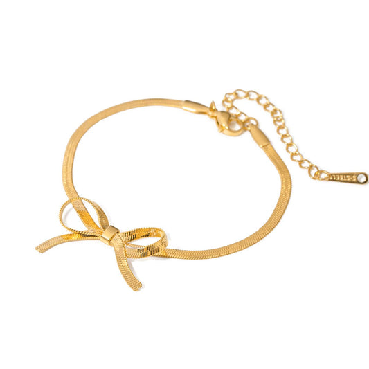 Bow Elegance – Feines Schleifen - Armband im 18K Gold Look - PULXERA