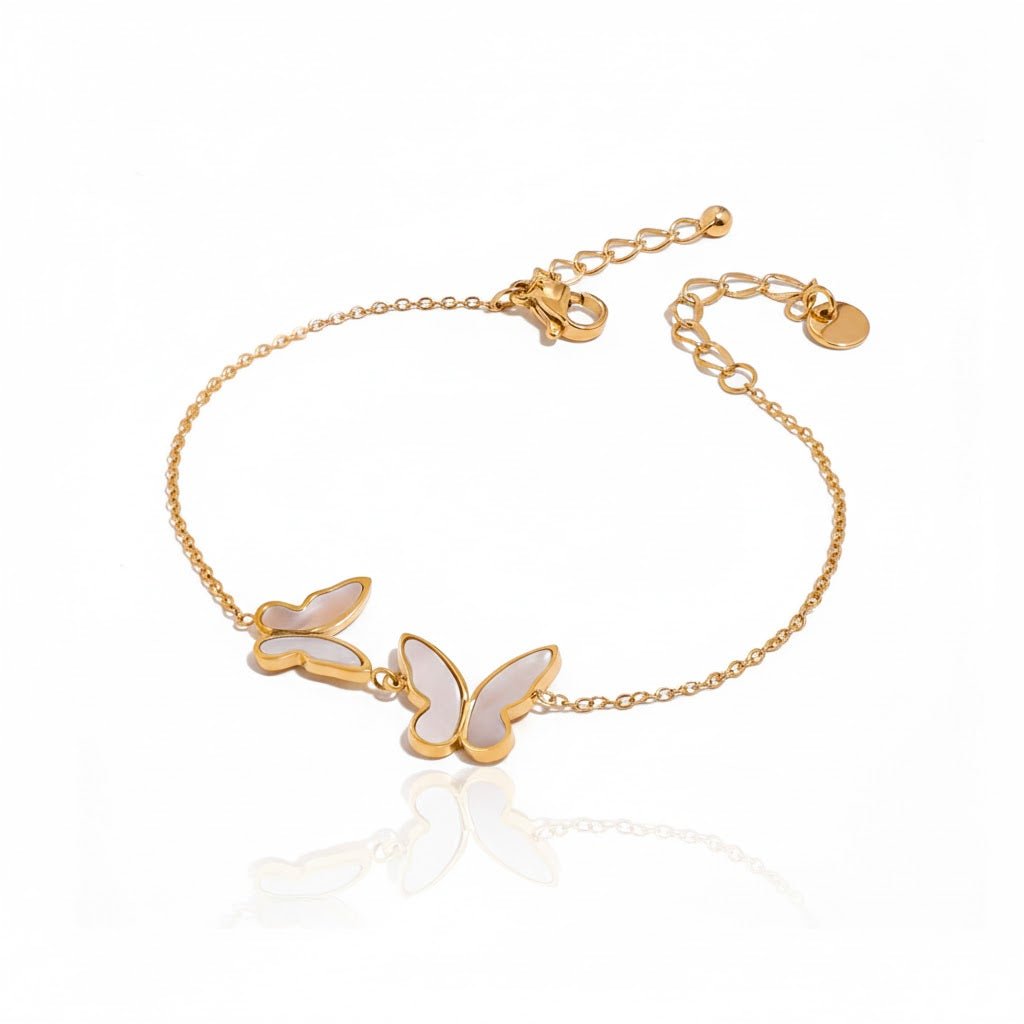 Butterfly Duo Armband – 18K Gold Look & Perlmutt - Optik - PULXERA