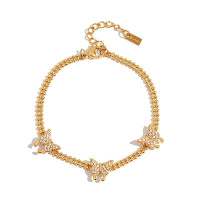 Butterfly Elegance Armband – Dreifach - Schmetterling mit Zirkonia - Glanz - PULXERA