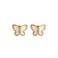Butterfly Pearl Outline Studs – Vergoldete Schmetterlings - Ohrringe mit Perlmutt - Detail - PULXERA