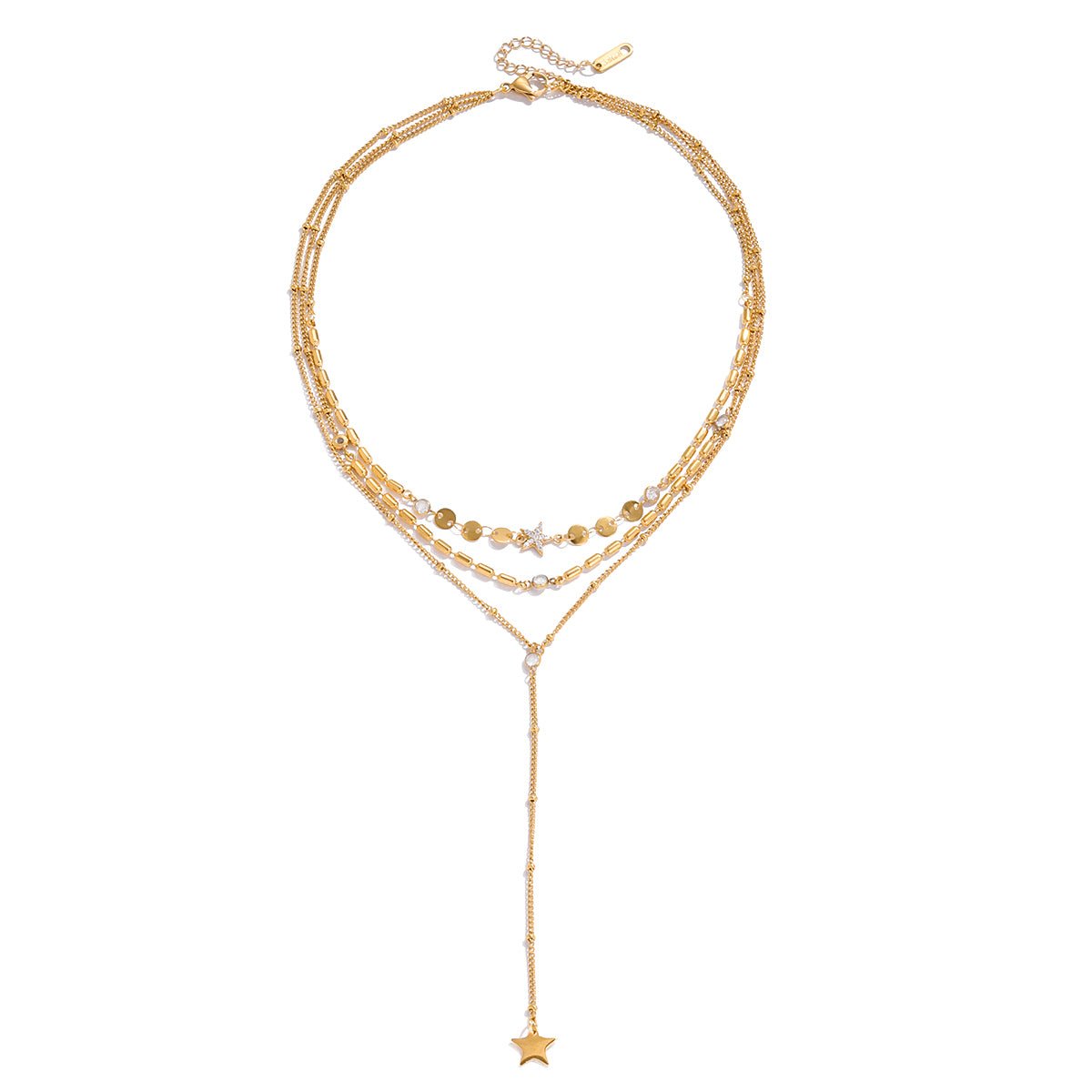 Celestial Layered Star Halskette im 18K Gold Look - PULXERA