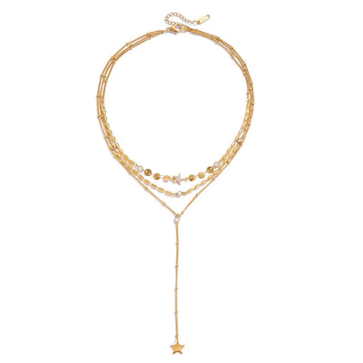 Celestial Layered Star Halskette im 18K Gold Look - PULXERA