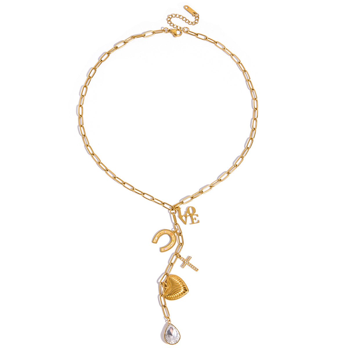 Charm Cascade Halskette im 18K Gold Look - PULXERA