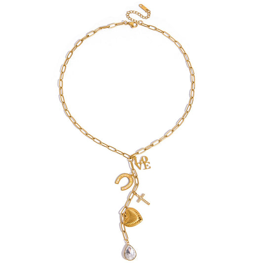 Charm Cascade Halskette im 18K Gold Look - PULXERA