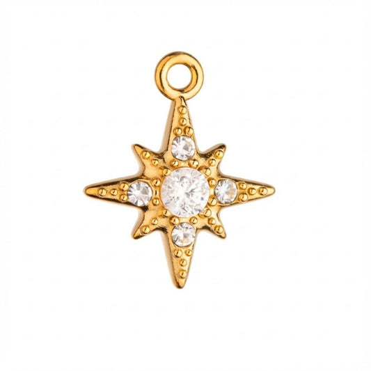 Charm „Shining Star“ – Vergoldeter Anhänger mit Zirkonia - PULXERA