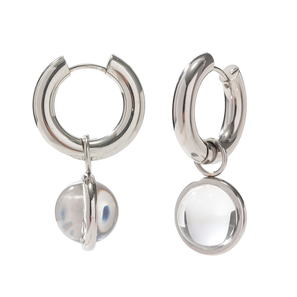 Clear Vision Hoops – Silber Creolen mit Klarglas - Anhänger - PULXERA