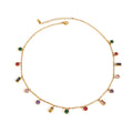 Color Drops Necklace – Vergoldete Edelstahlkette mit bunten Steinen - PULXERA