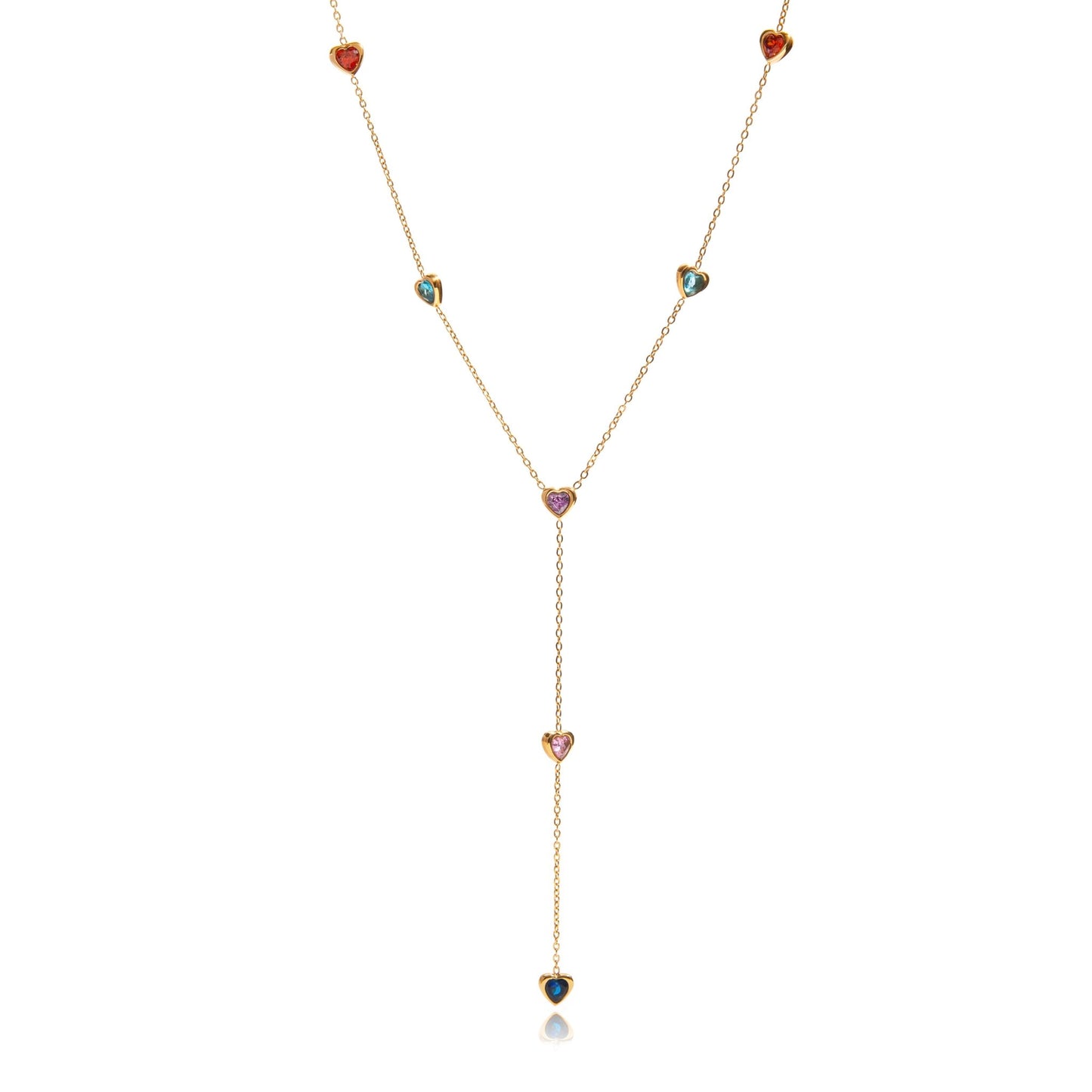Colorful Hearts Drop Necklace – Multicolor Edition - PULXERA