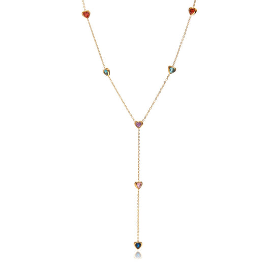 Colorful Hearts Drop Necklace – Multicolor Edition - PULXERA