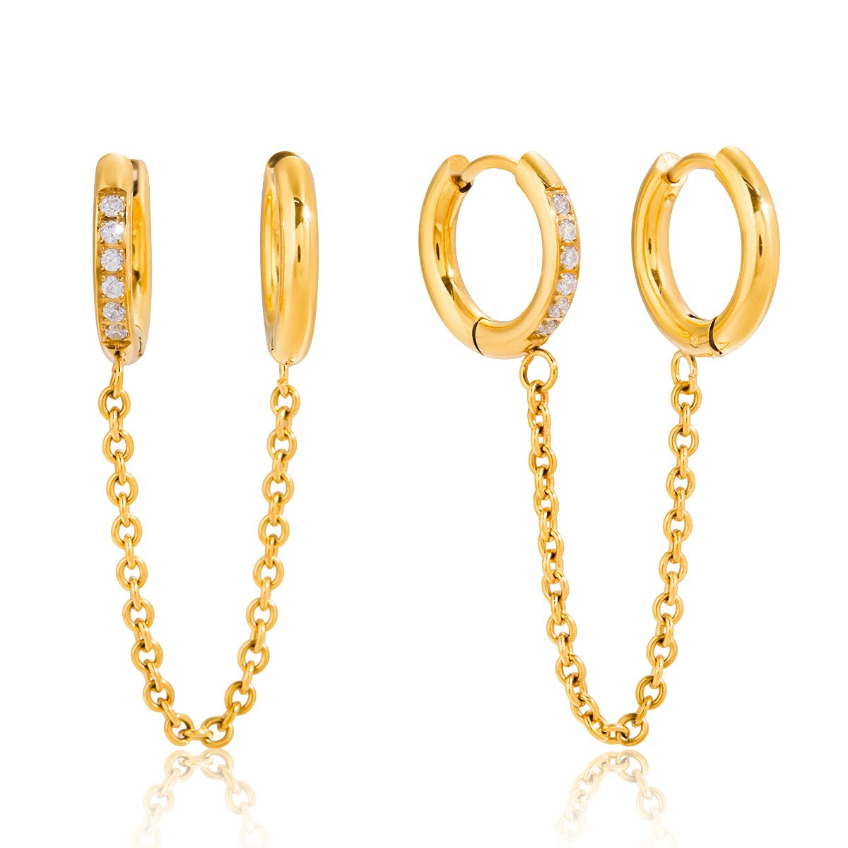 Creolen Chain Ohrring im 18K Gold look - PULXERA