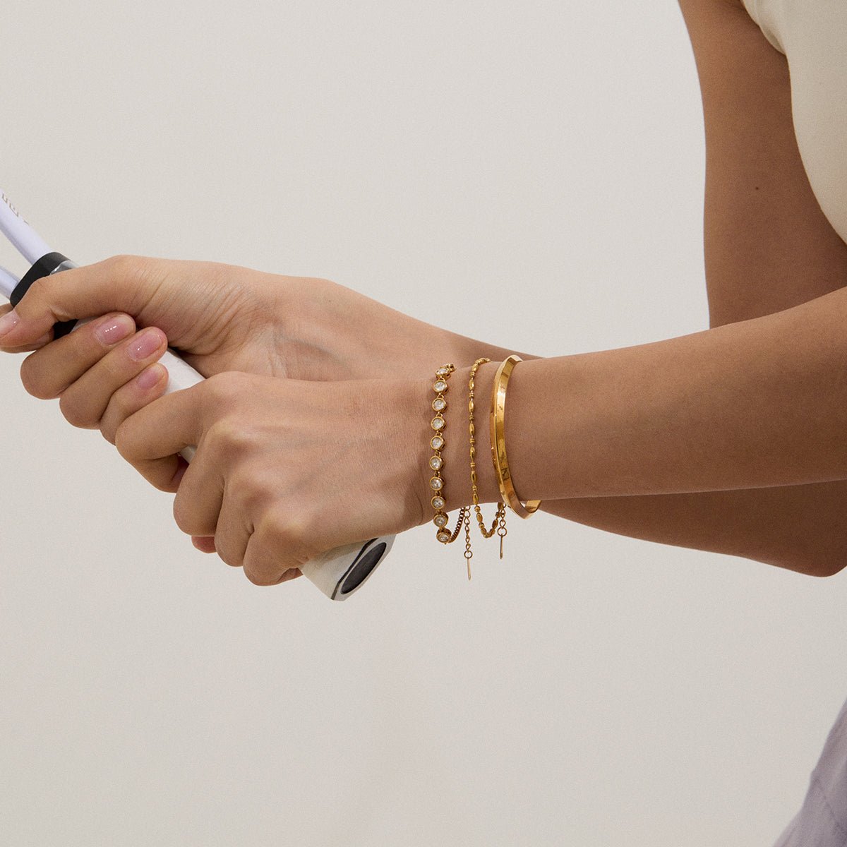 Crystal Armband mit Rundstein im 18k gold look - PULXERA