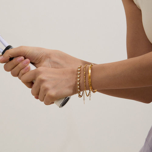 Crystal Armband mit Rundstein im 18k gold look - PULXERA