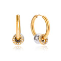 Crystal Duo Shine Hoops – Gold - Silber Creolen mit funkelndem Kristallring - PULXERA