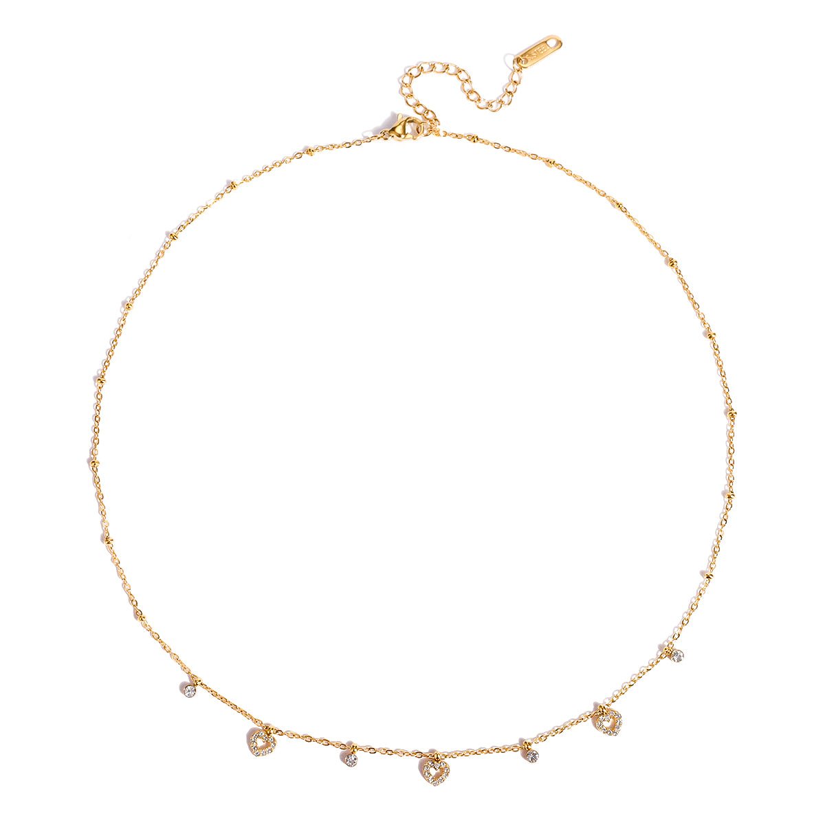 Crystal Heartline Halskette im 18K Gold Look - PULXERA