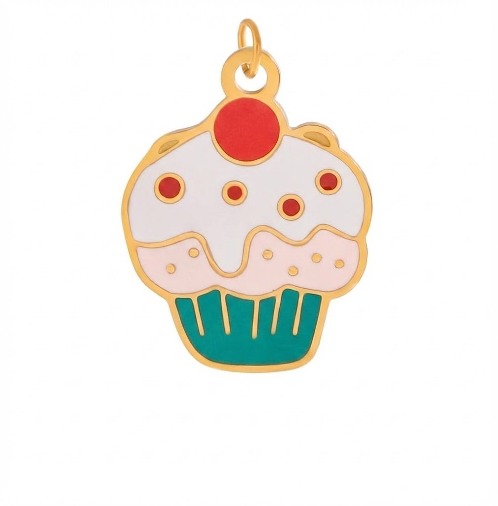 Cupcake Charm – Süßer Anhänger mit bunter Emaille & verspielten Details - PULXERA