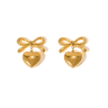 Cute Bow Heart Earrings – Goldene Herz - Ohrringe mit Schleife - PULXERA