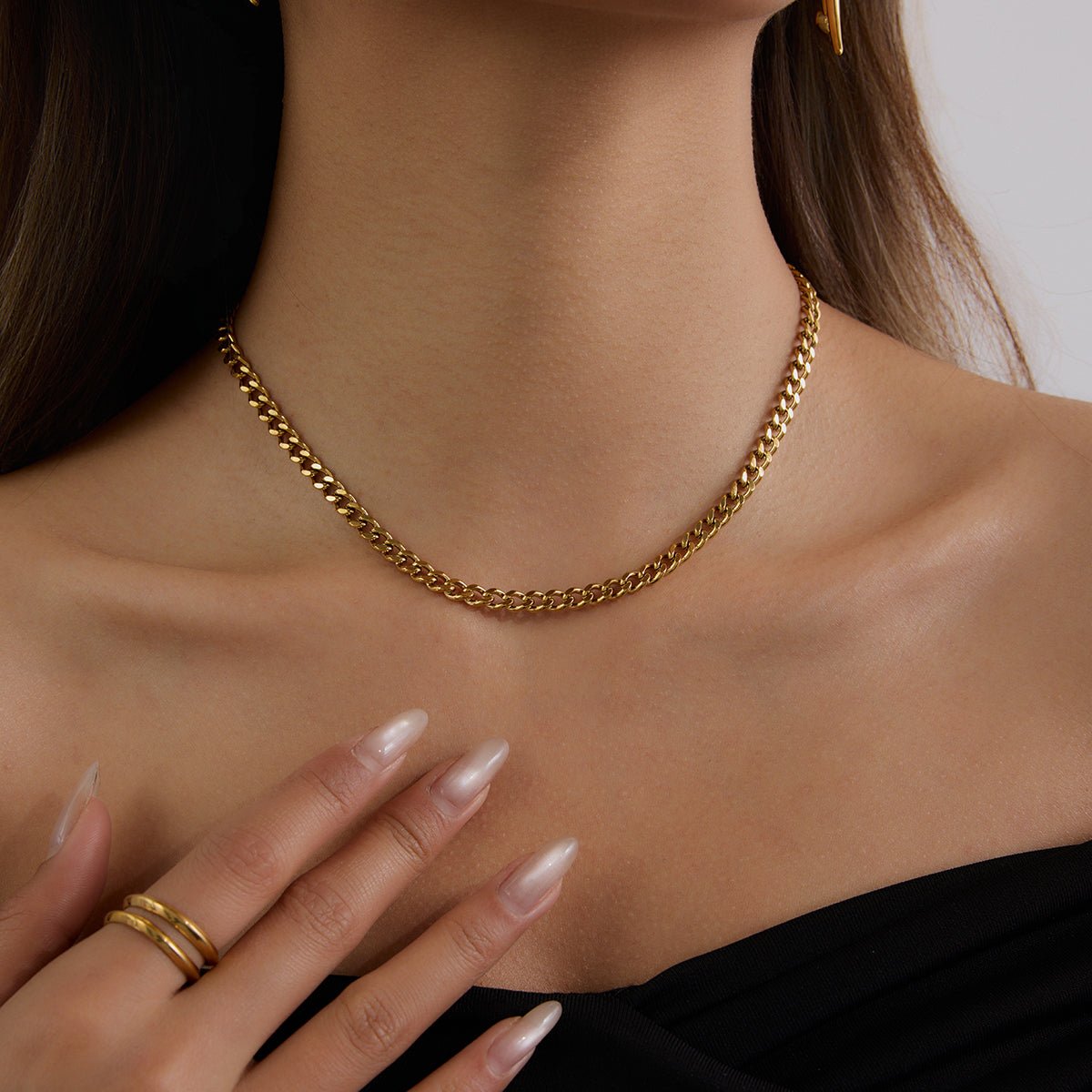 Diamond Link Chain – Vergoldete Panzerkette mit funkelnden Zirkonia - Details - PULXERA