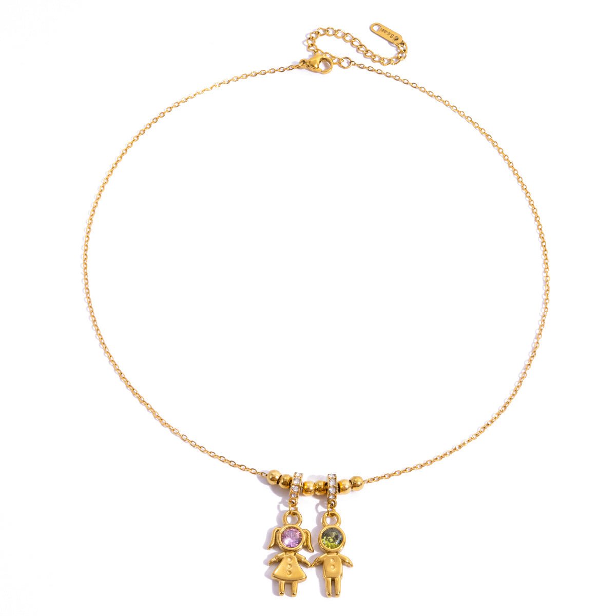 Duo - Anhänger Kette: Girl & Boy – 18K Gold Look - PULXERA