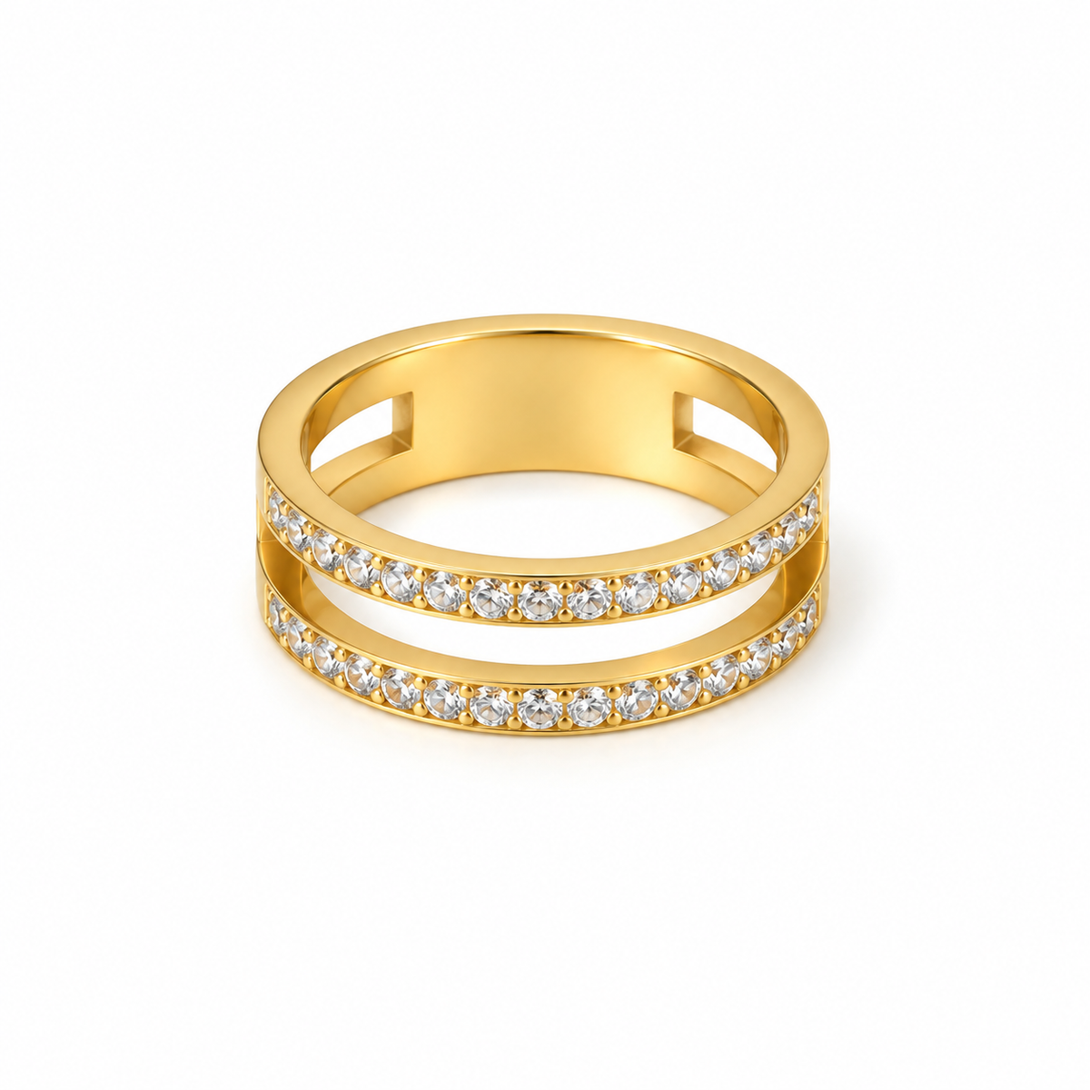 Crystal Double Band Ring – 18K Vergoldung